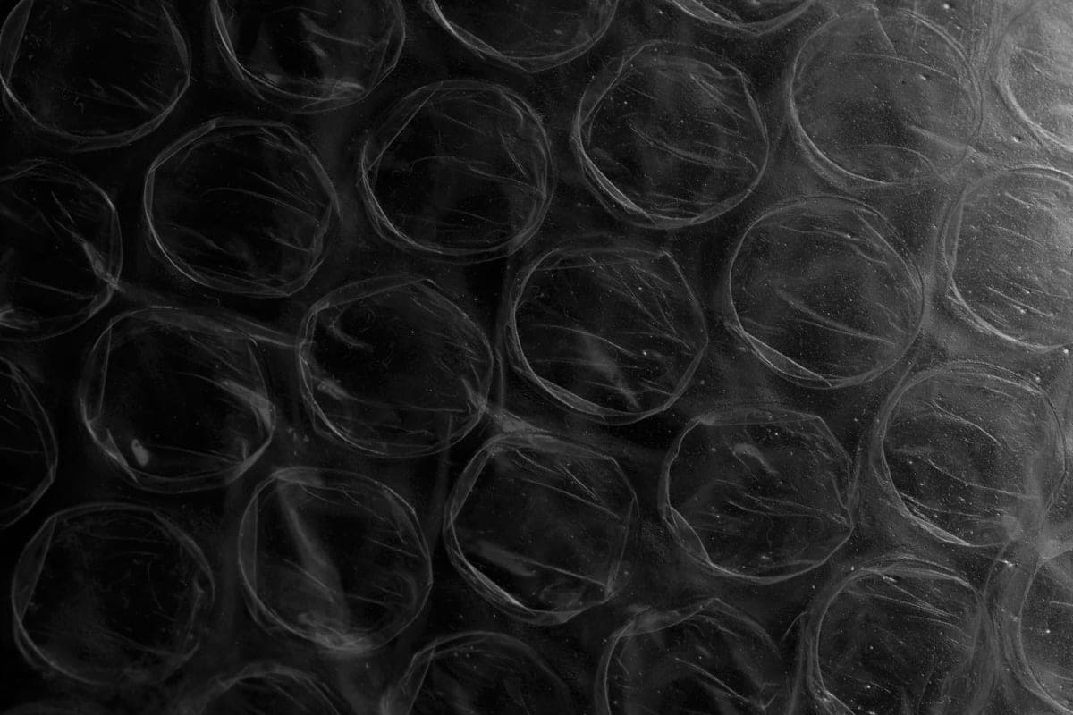 Close view of bubble-textured plastic sheeting