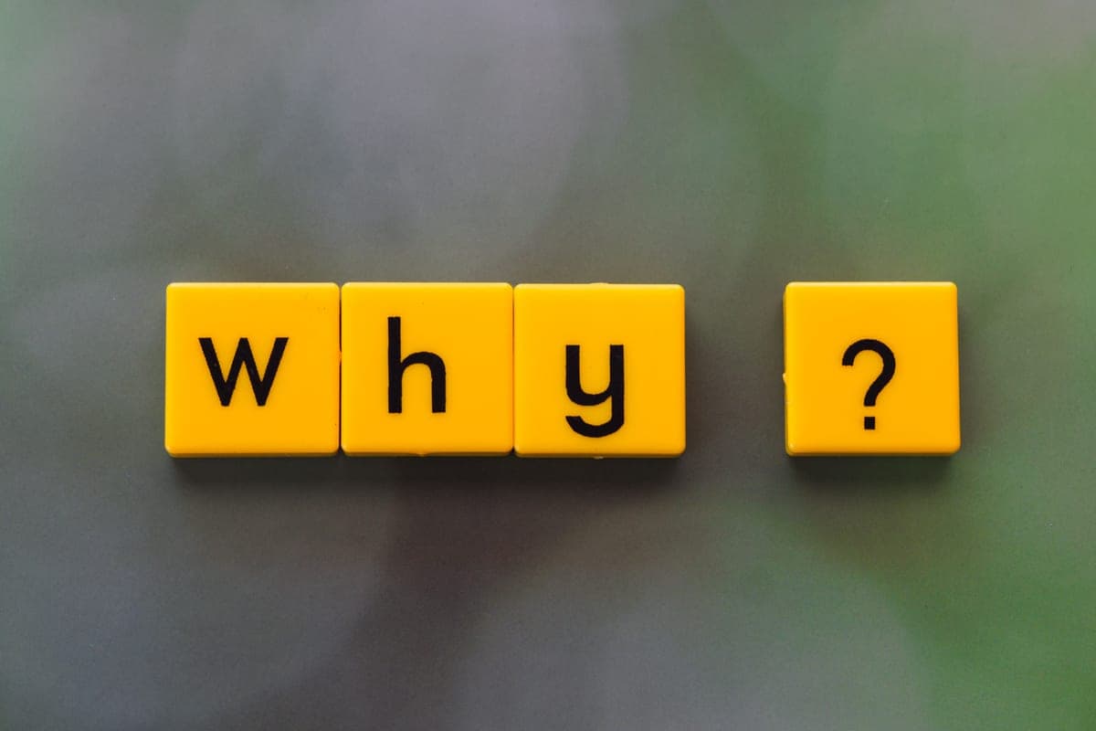 Wooden blocks arranged to suggest questions